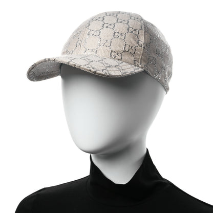 Gucci Canvas Lame GG Monogram Rush Baseball Hat L Gardenia Silver 2 of 10