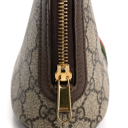 Gucci GG Supreme Monogram Textured Calfskin Web Large Ophidia Cosmetic Case Beige Ebony New Acero 8 of 10