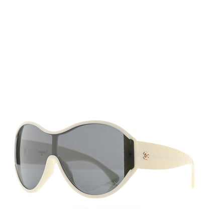 Chanel Acetate Mirror Shield Sunglasses 71476A White 1 of 7