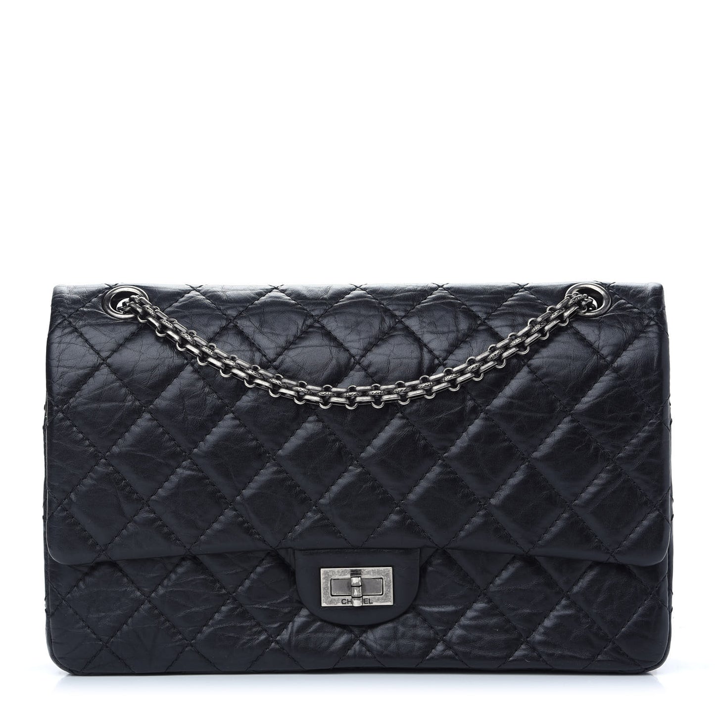 Aged Calfskin Quilted 2.55 Reissue 226 Flap Black