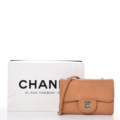 Chanel Calfskin Stitched Crossbody Clutch Flap Light Brown 8 of 8