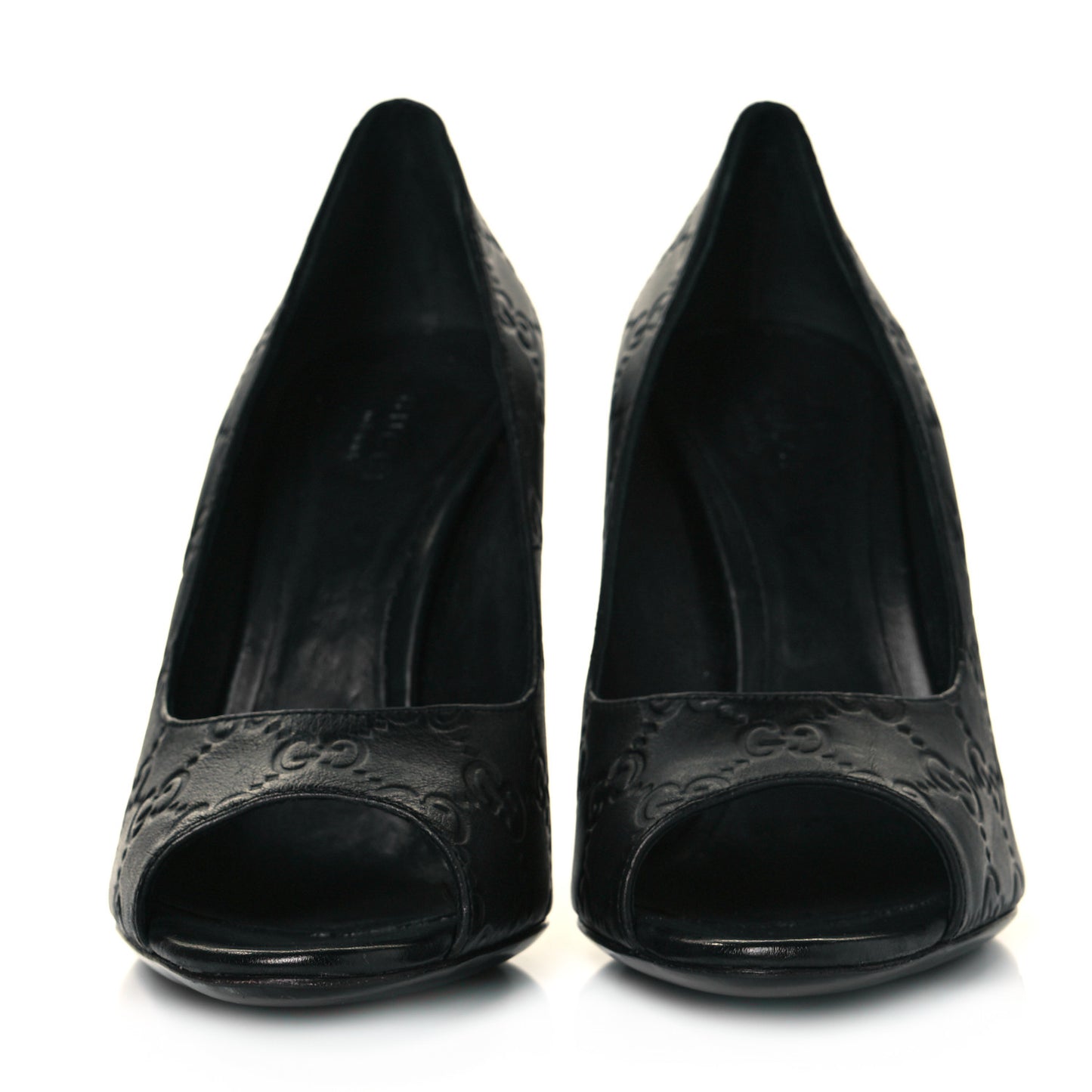 Guccissima GG Peep Toe Heels 38.5 Black