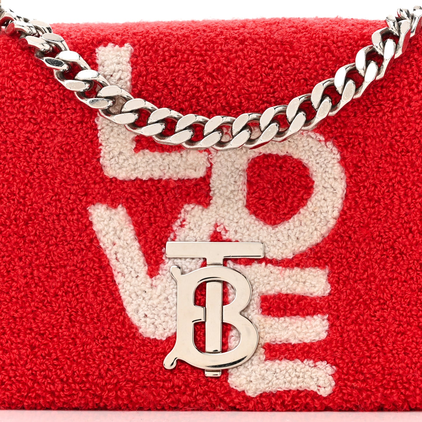 Cotton Terry Cloth Small Love Lola Bag Red White