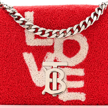 Burberry Cotton Terry Cloth Small Love Lola Bag Red White 8 of 11