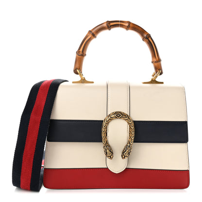 Gucci Calfskin Bamboo Web Medium Dionysus Top Handle Bag White Blue Hibiscus Red 1 of 12