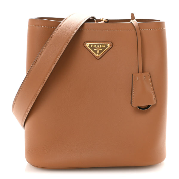 Prada Soft Calfskin Medium Panier Bucket Bag Caramel 1881147