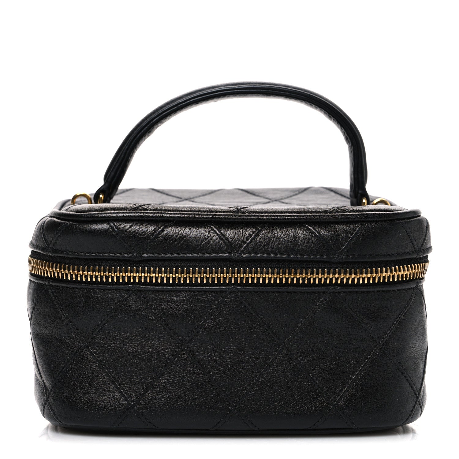 Chanel Lambskin Diamond Stitched Top Handle Vanity Case Black 1 of 8