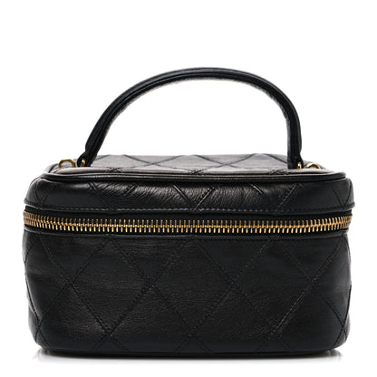 Chanel Lambskin Diamond Stitched Top Handle Vanity Case Black 1 of 8