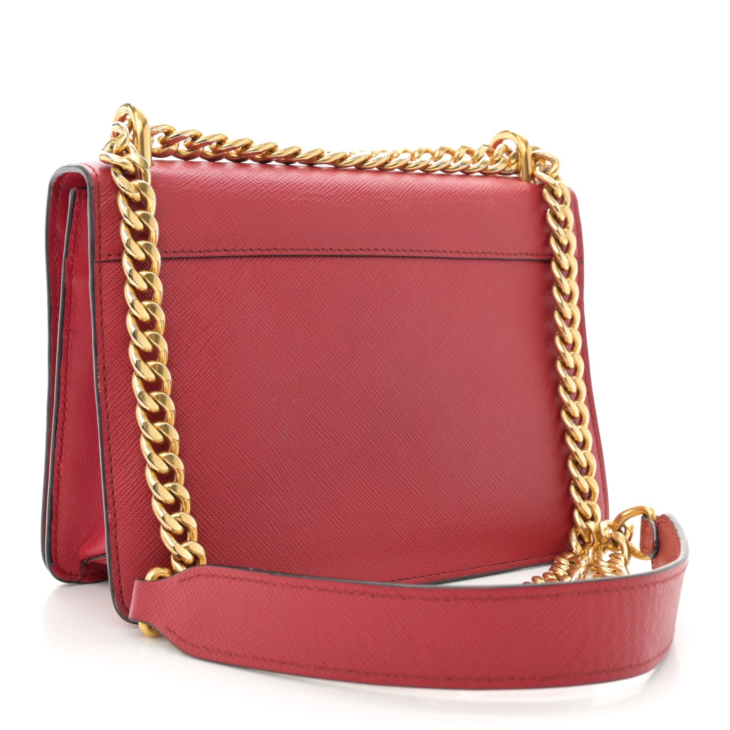 Saffiano Chain Shoulder Bag Fuoco