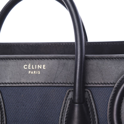 Celine Natural Canvas Smooth Calfskin Nano Luggage Navy 11 of 13