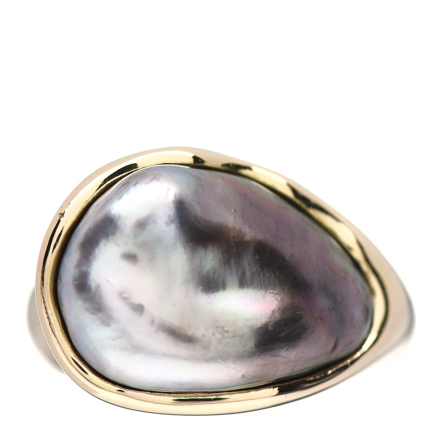 Tiffany 18K Yellow Gold Tahitian Black Pearl Ring 50 5.25 1 of 6