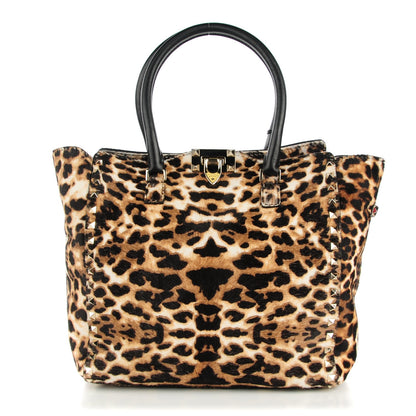 Valentino Garavani Calf Hair Leopard Print Rockstud Double Handle Tote Leopard 1 of 7