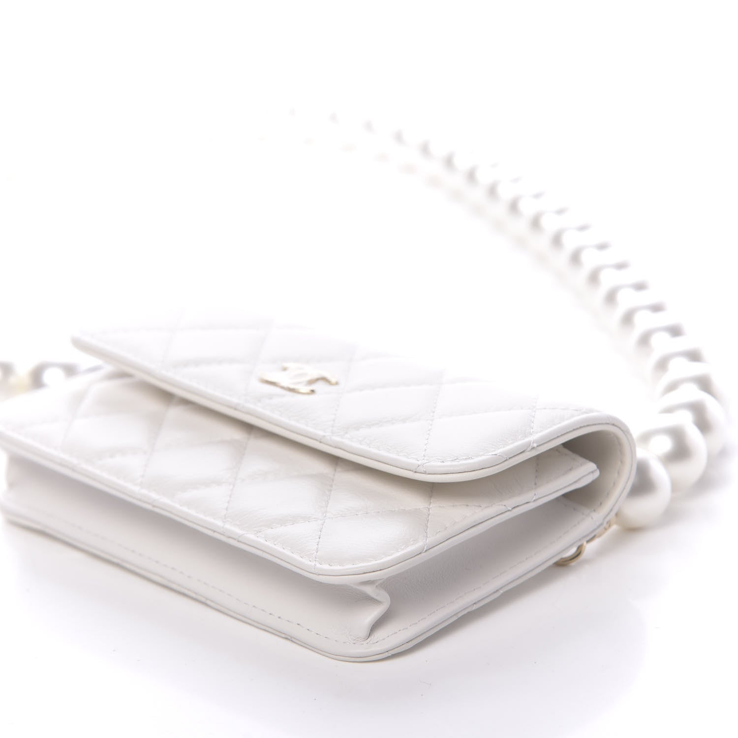 Chanel Calfskin Quilted Pearl Clutch With Chain White 10 of 12