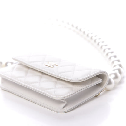 Chanel Calfskin Quilted Pearl Clutch With Chain White 10 of 12