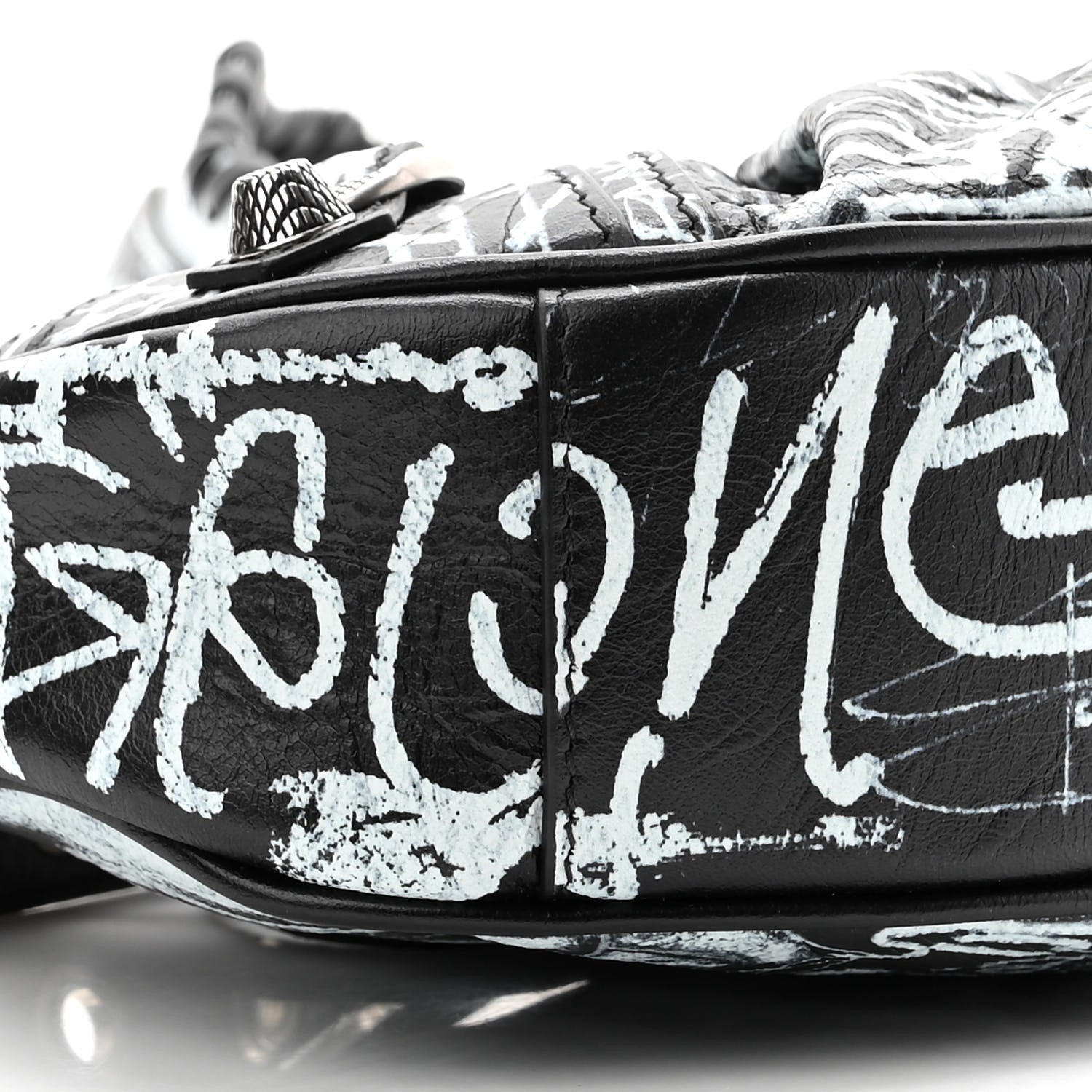Balenciaga Agneau Arena Graffiti Le Cagole Shoulder Bag XS Black White 9 of 10