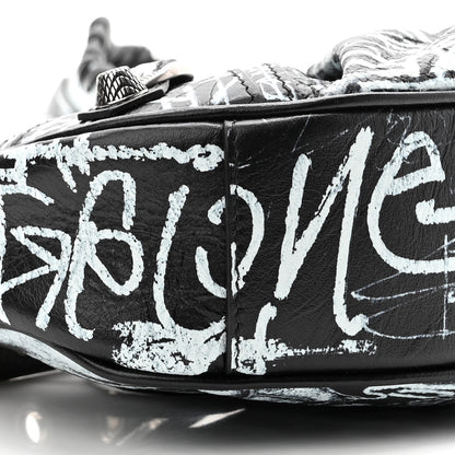 Balenciaga Agneau Arena Graffiti Le Cagole Shoulder Bag XS Black White 9 of 10