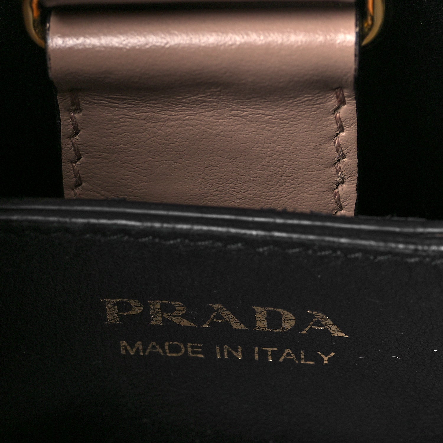 Prada Saffiano Cuir Calfskin Small Panier Bucket Bag Cipria Black 6 of 9