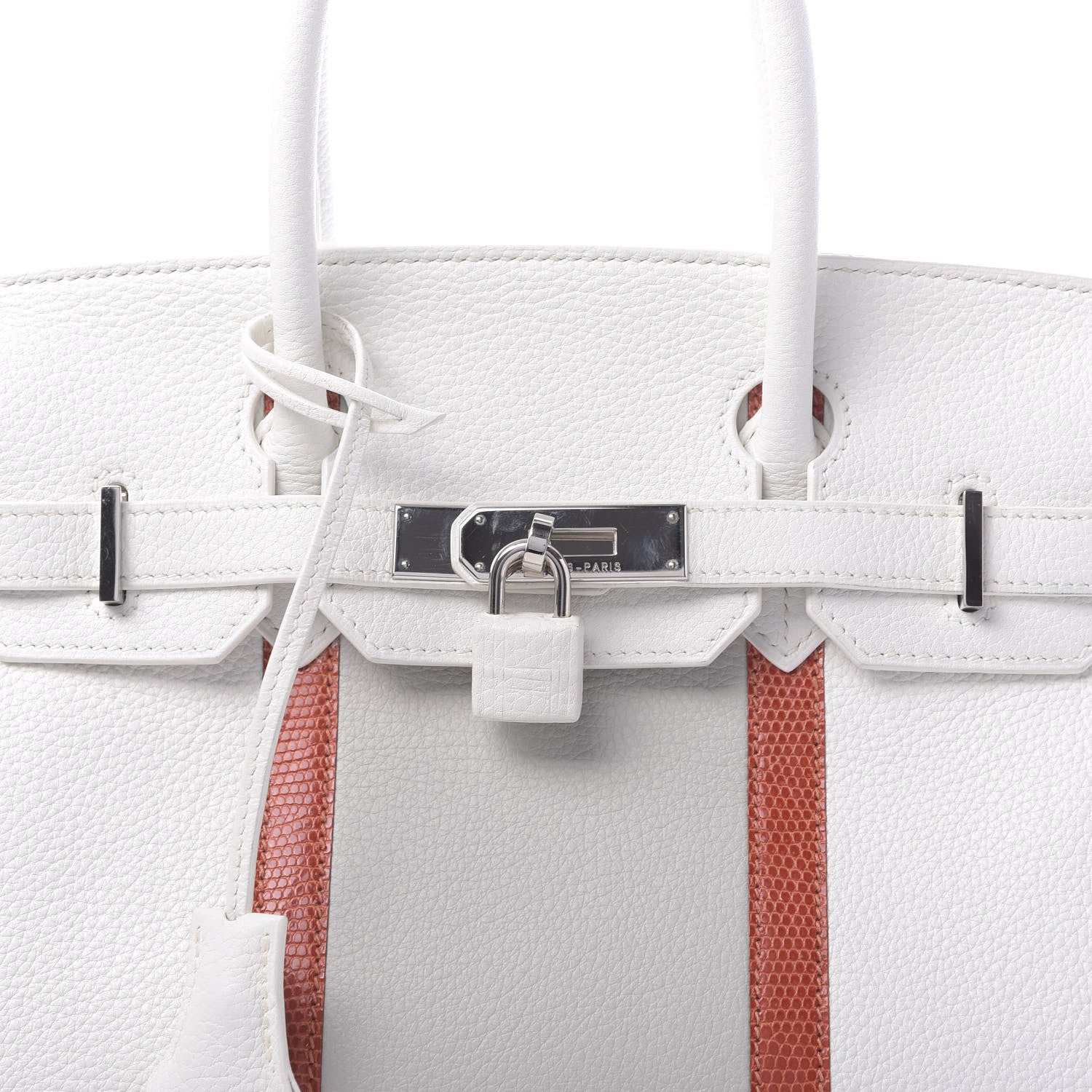 Hermes Taurillon Clemence Lizard Club Birkin 30 Blanc Gris Perle Sanguine 8 of 10