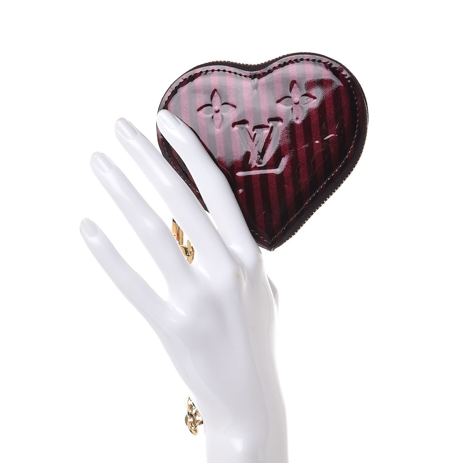 Louis Vuitton Vernis Rayures Coeur Heart Coin Purse Amarante 2 of 6