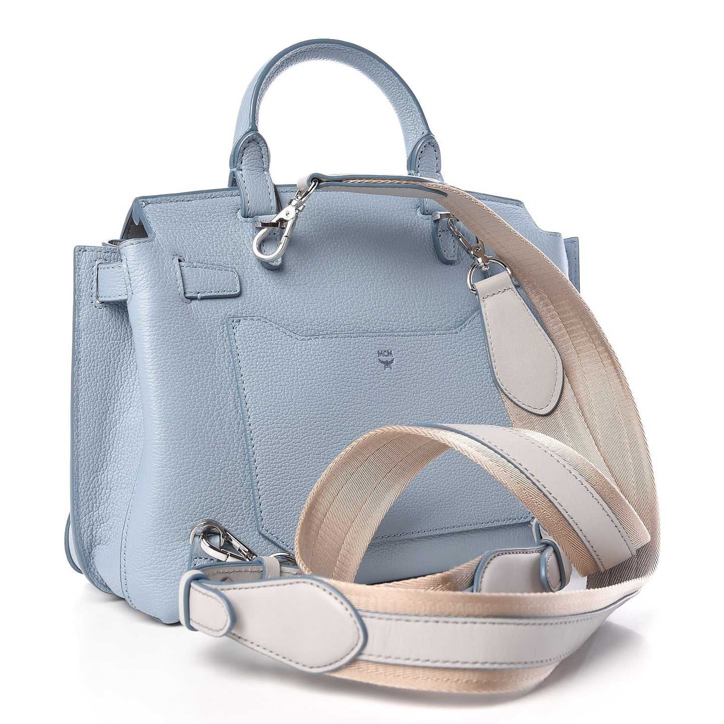 Pebbled Calfskin Medium Milla Backpack Sky Blue