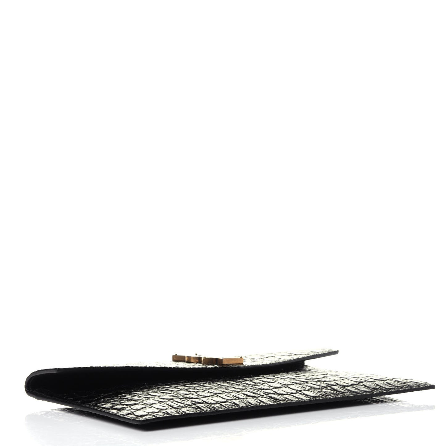 Calfskin Crocodile Embossed Uptown Monogram Clutch Black