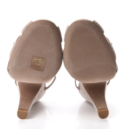 Valentino Garavani Suede Crystal Embellished Sandals 38.5 Poudre 6 of 10