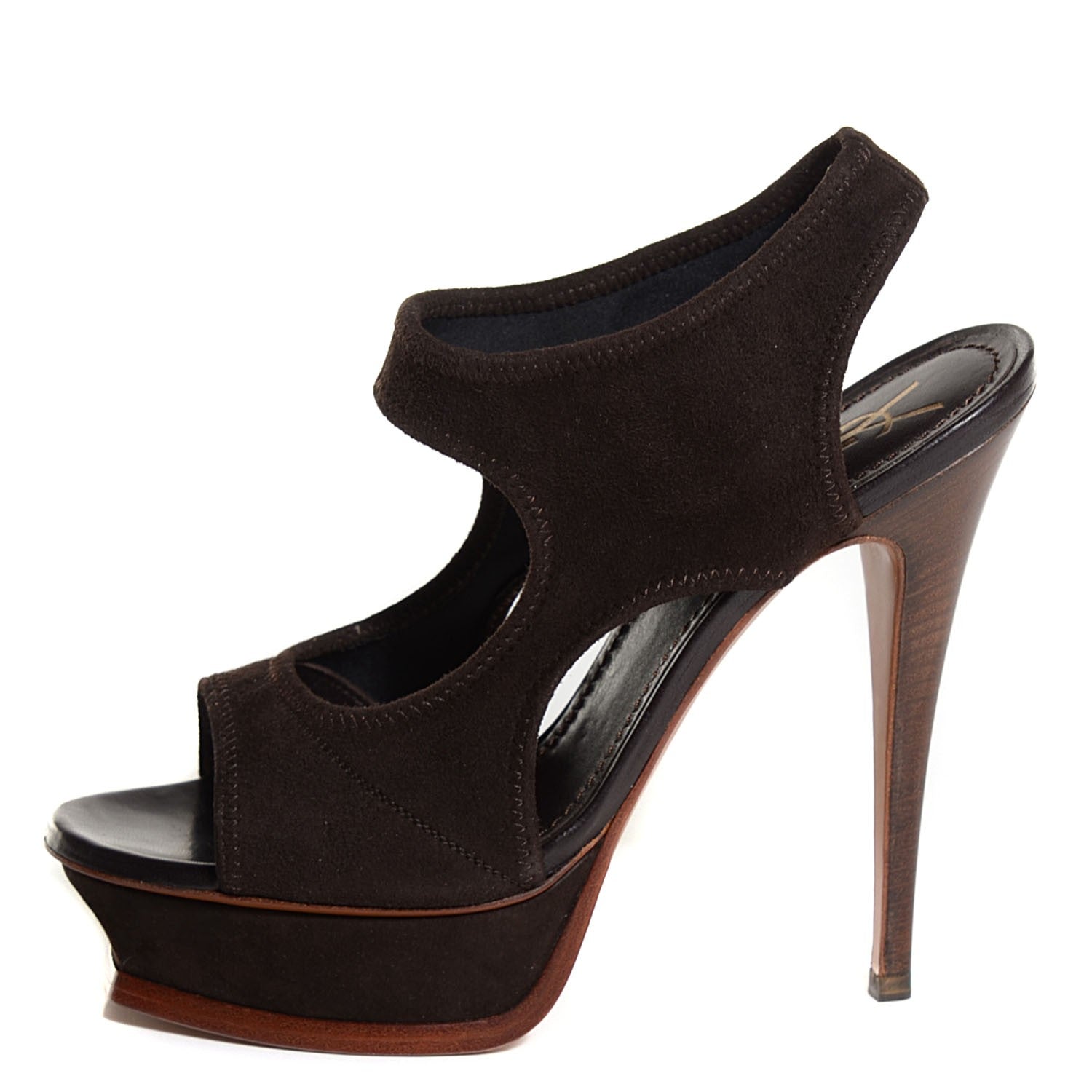 Saint Laurent Leather Stretch 105 Platform Sandals 38 Brown 8 of 14