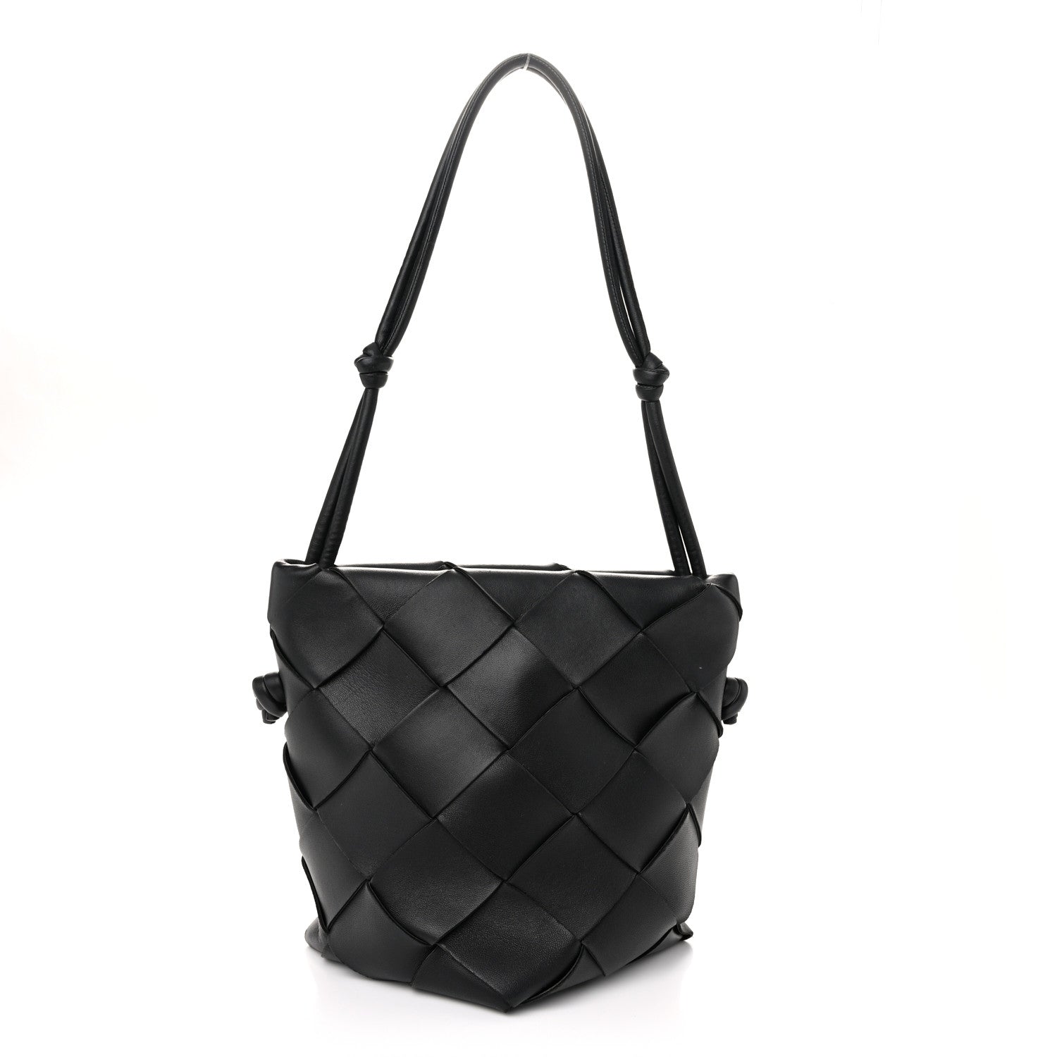 Bottega Veneta Nappa Maxi Intrecciato Clasp Bucket Bag Black 1 of 10