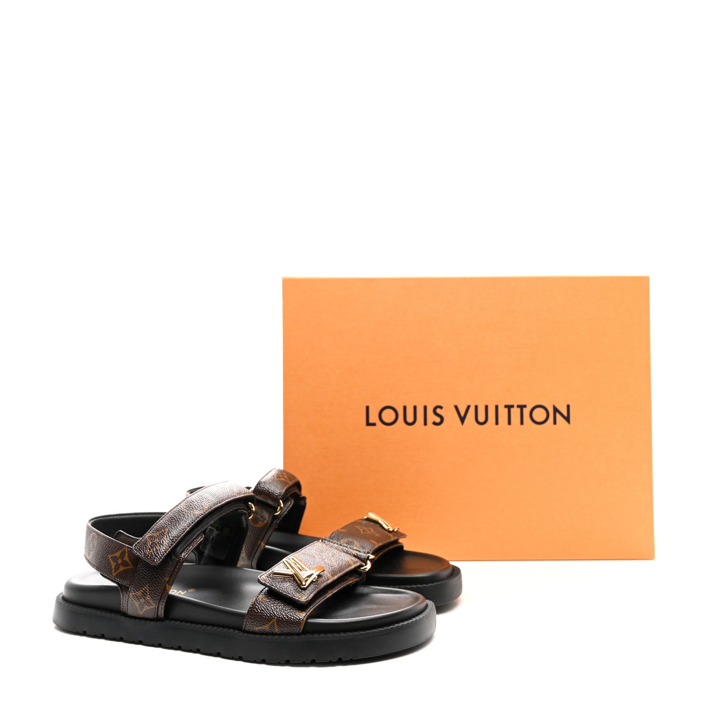 Monogram LV Sunset Comfort Flat Sandals 41 Cacao Brown