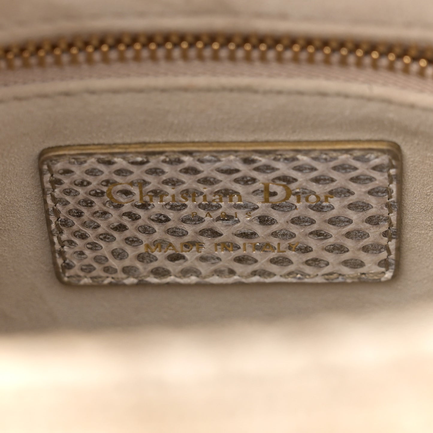 Metallic Snakeskin Small Lady Dior Gold