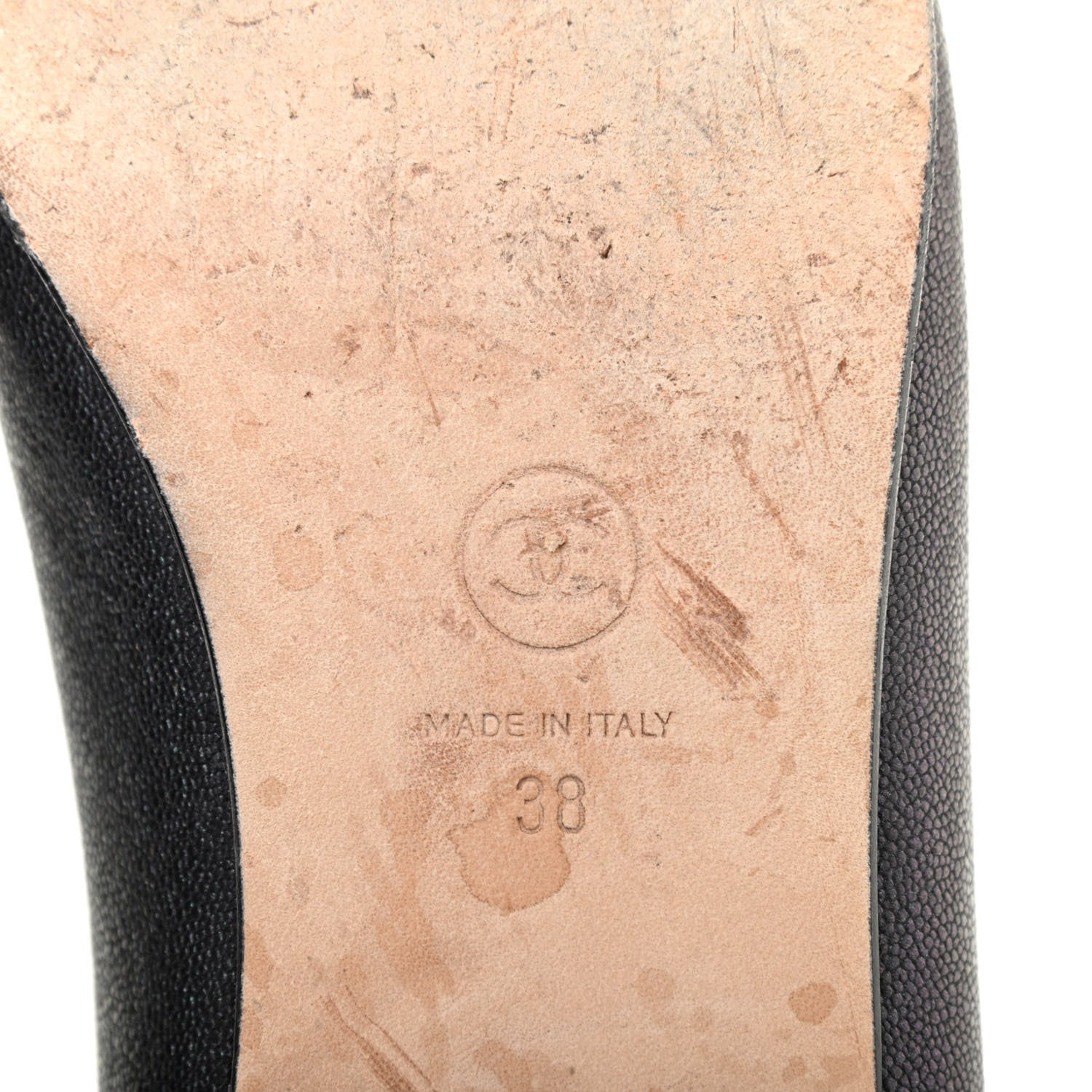 Chanel Iridescent Grained Calfskin Cap Toe Ballerina Flats 38 Black 7 of 10
