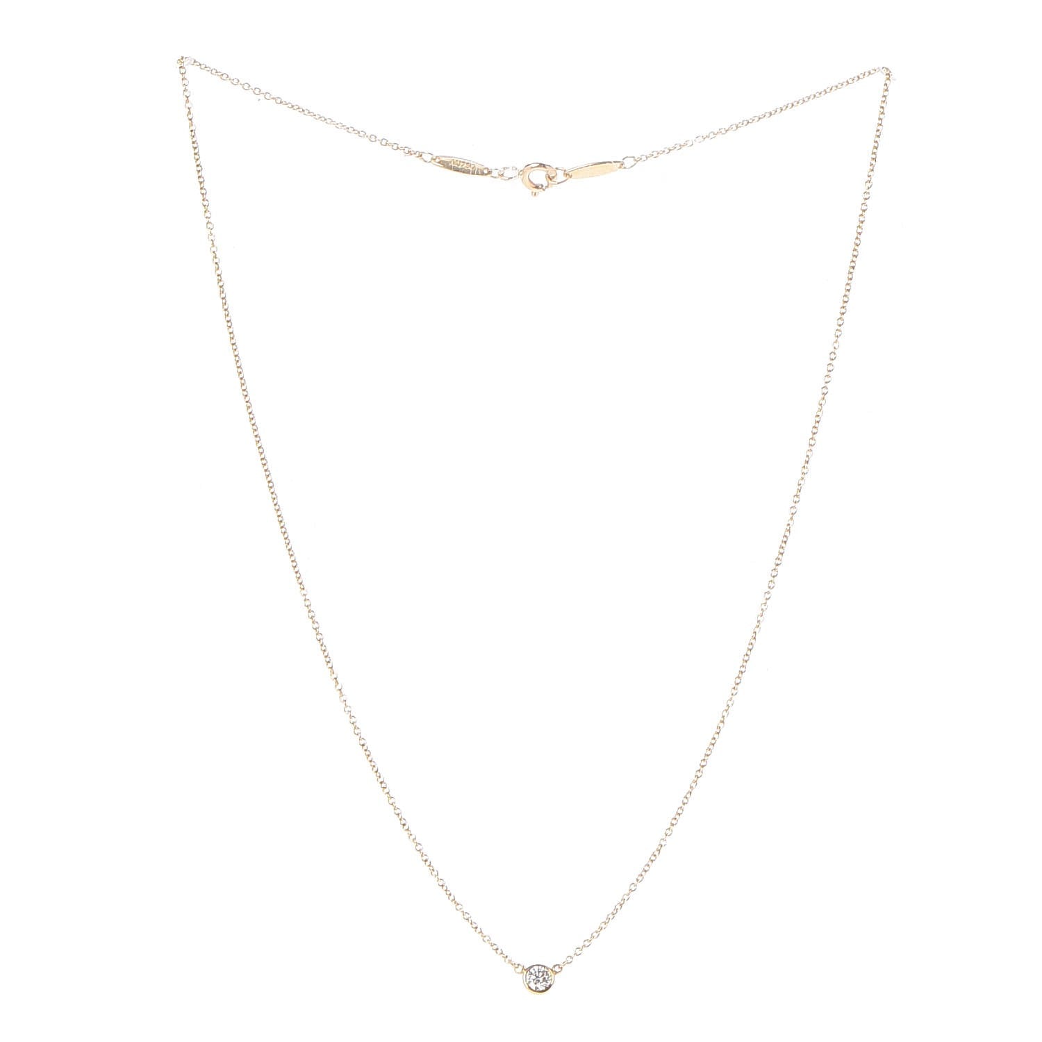 Tiffany 18K Yellow Gold Diamond .14ct Elsa Peretti Diamonds by the Yard Pendant Necklace 3 of 8