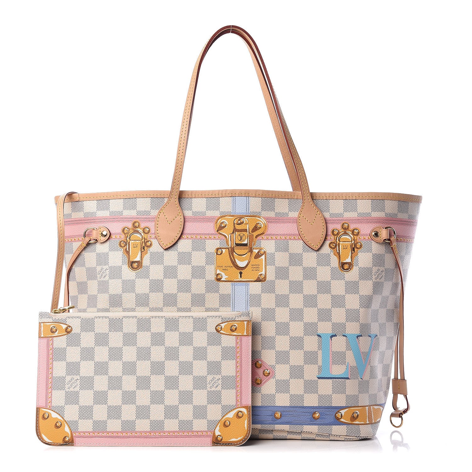 Louis Vuitton Damier Azur Summer Trunks Neo Neverfull MM 1 of 12