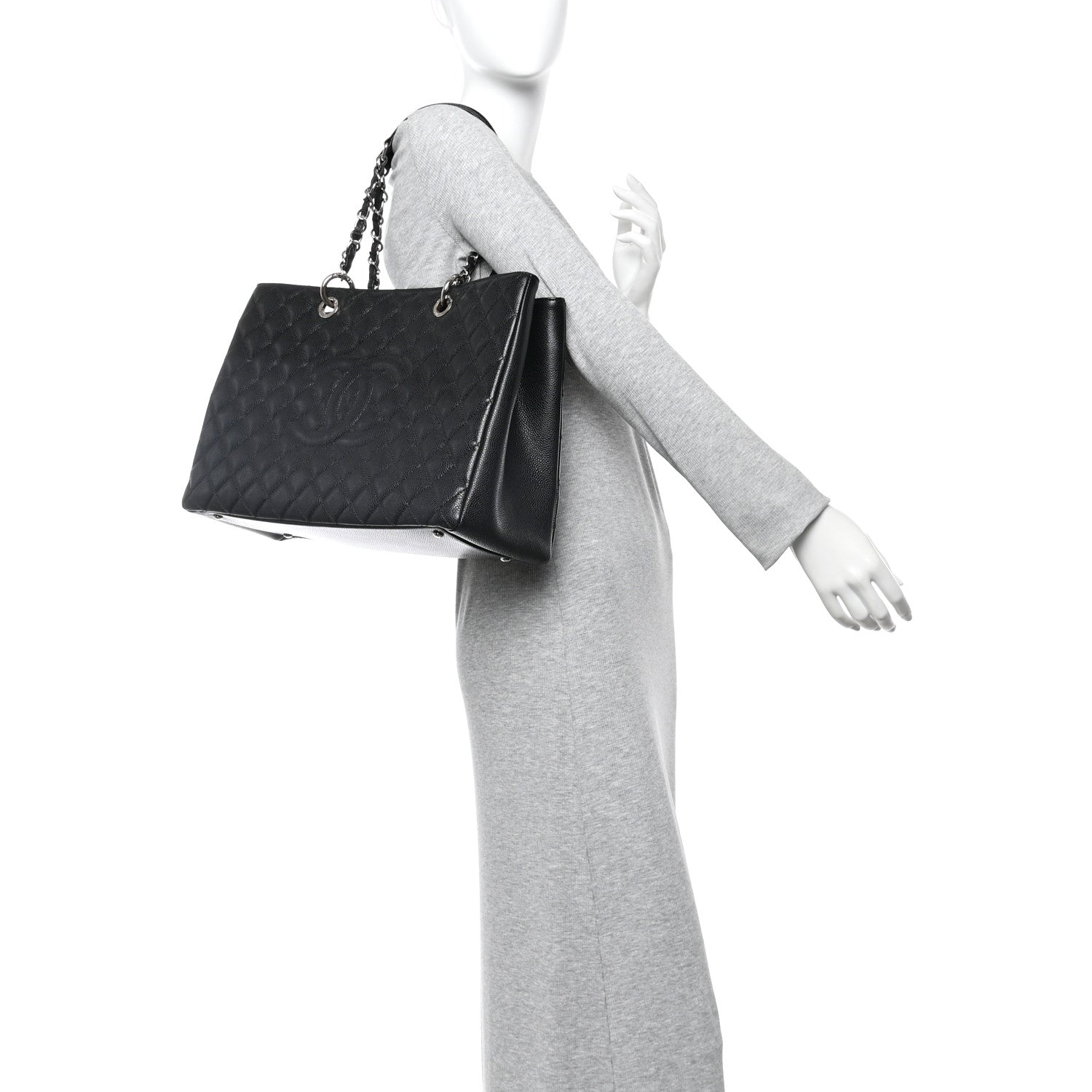 Chanel Caviar Quilted XL Grand Shopping Tote GST Black 2 of 11