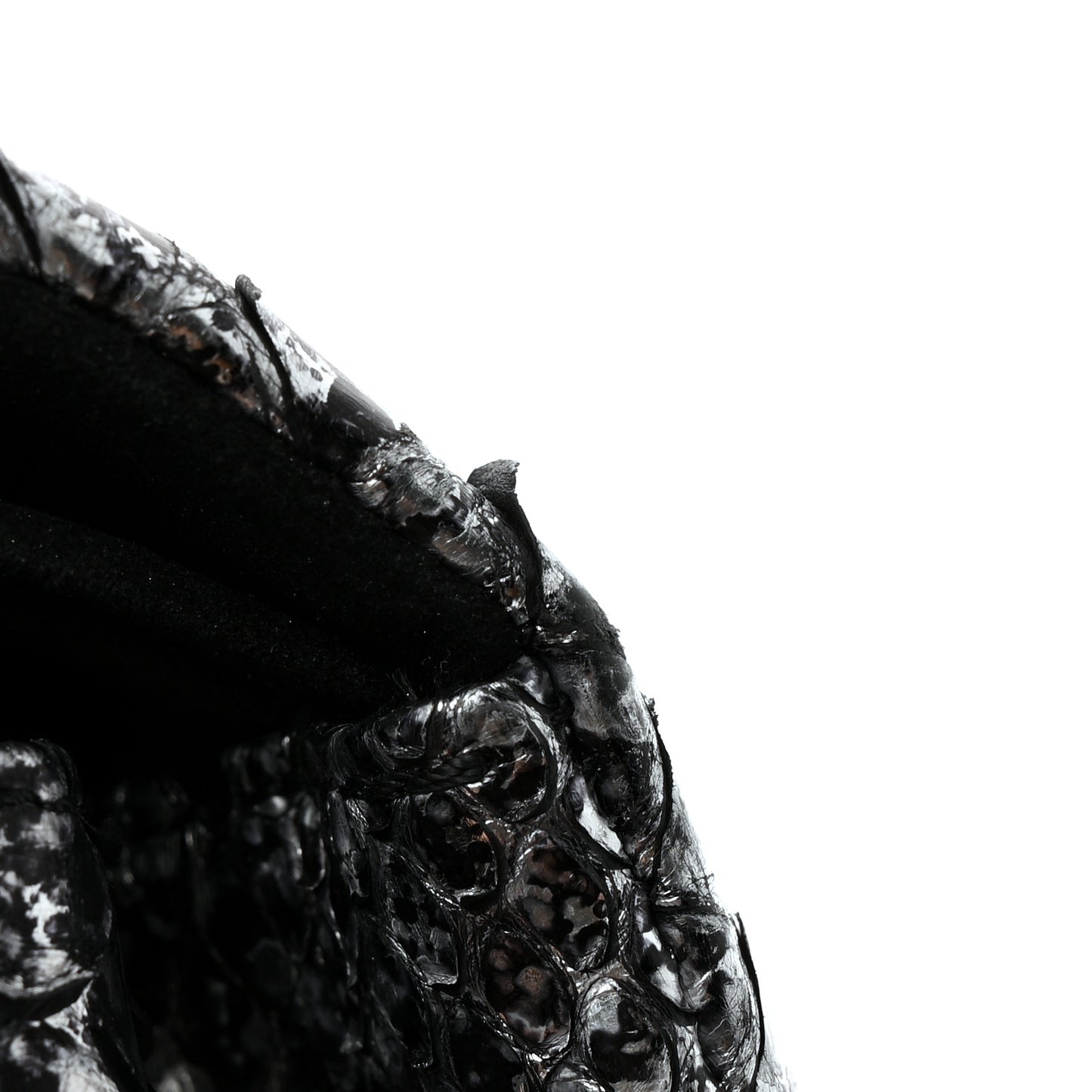 Metallic Snakeskin Medium Double Flap Black Silver