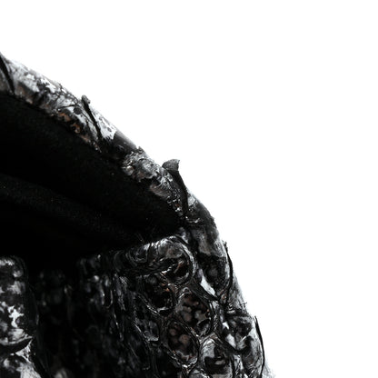 Chanel Metallic Snakeskin Medium Double Flap Black Silver 11 of 12