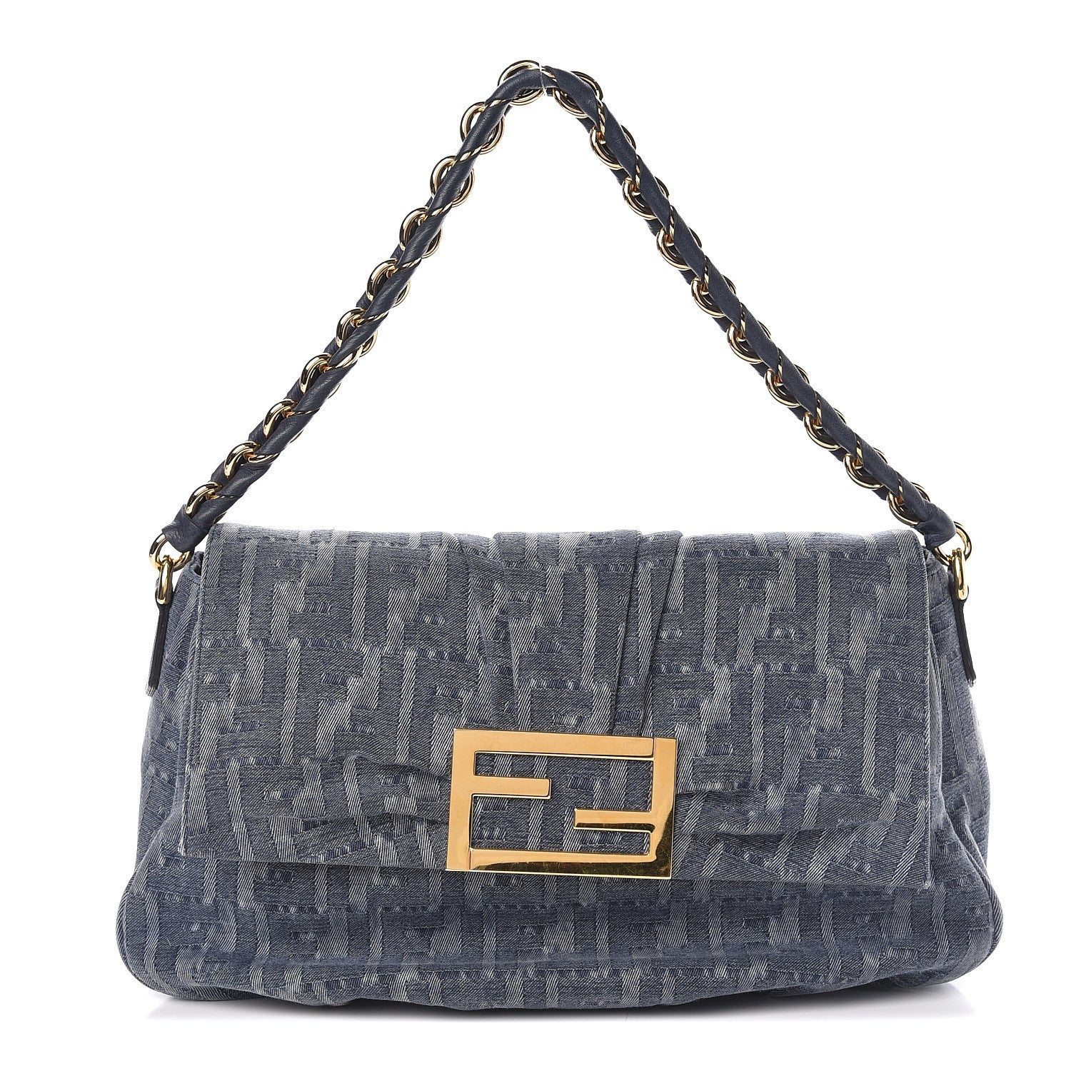 Fendi Denim Zucca Mia Shoulder Flap Blue 1 of 11