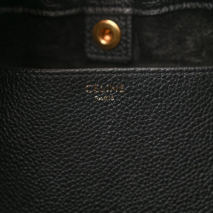 Celine Calfskin Cuir Small Triomphe Cabas Drawstring Black 6 of 10