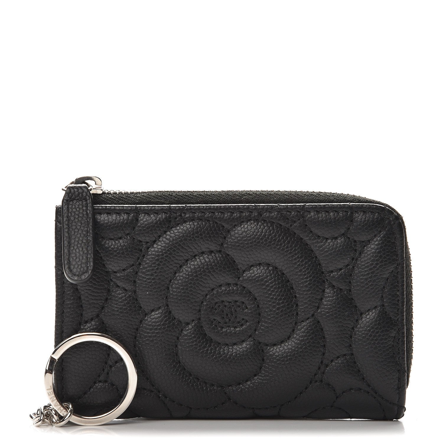 Chanel Caviar Camellia Quilted Key Holder Case Black 1 of 8