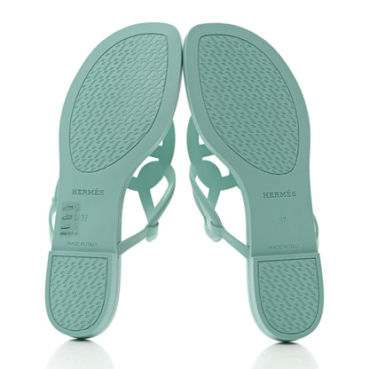 Hermes Rubber Womens Egerie Sandals 37 Vert Embrun 5 of 9