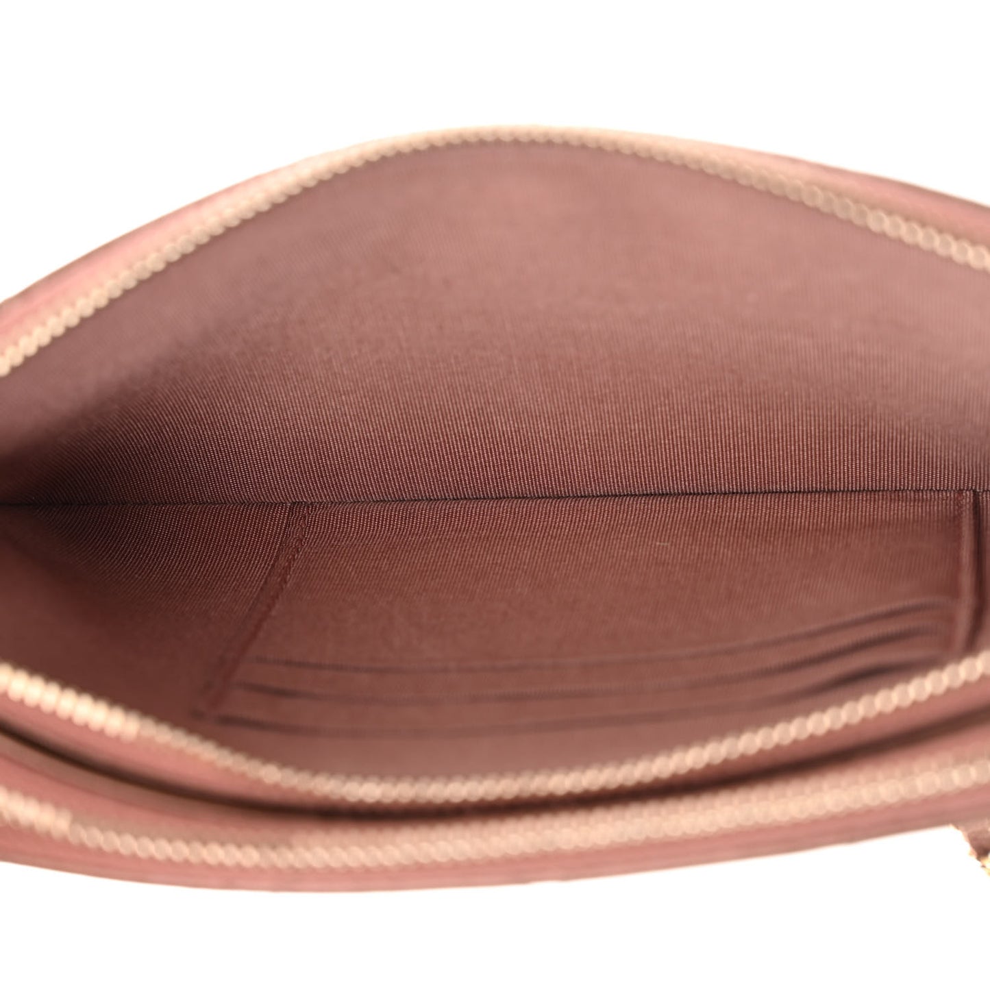 Metallic Goatskin Enamel Quilted Small Clutch With Chain Brown