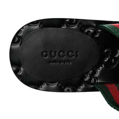 Gucci Nylon Calfskin Web GG Monogram Womens Thong Sandals 36 Green Red Black 7 of 8
