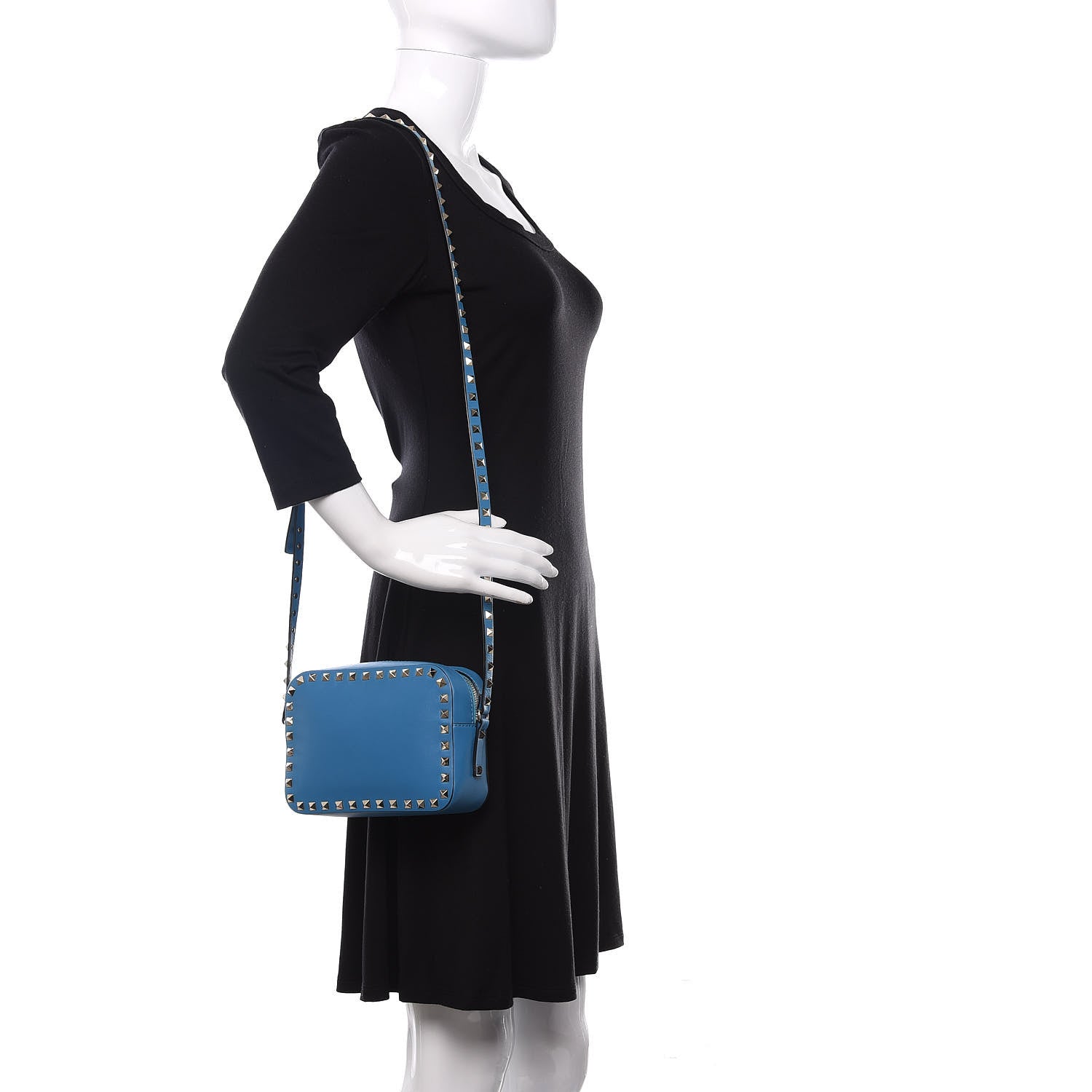 Valentino Garavani Calfskin Rockstud Camera Crossbody Bag Light Blue 2 of 9