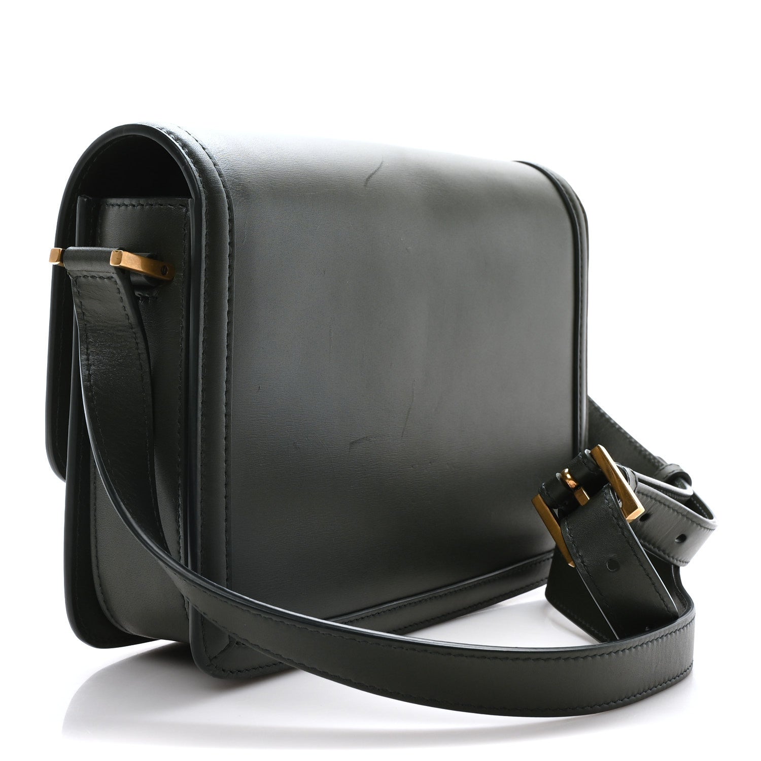 Saint Laurent Box Calfskin Monogram Medium Solferino Satchel Vert Fonce 3 of 10