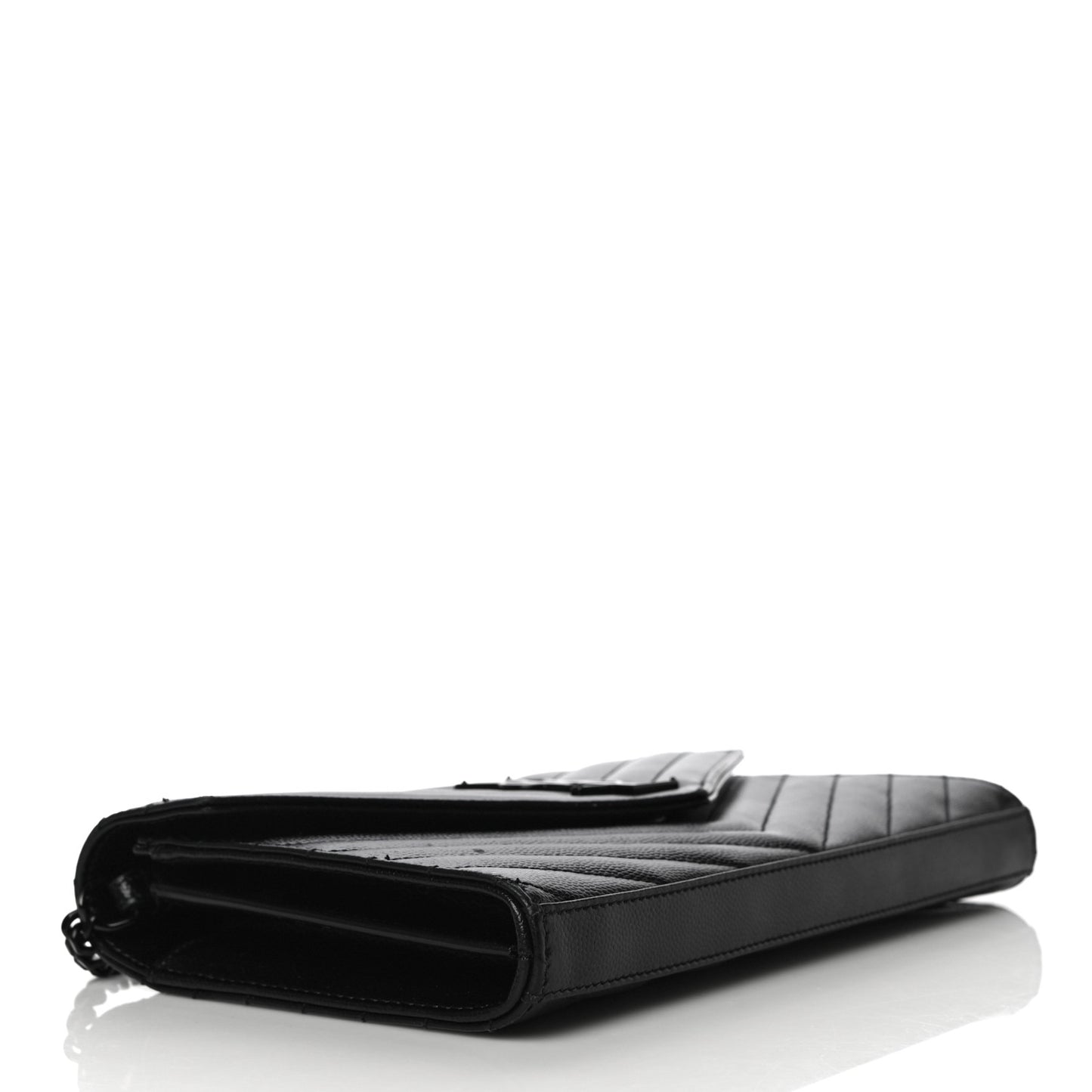 Grain De Poudre Matelasse Chevron Monogram Chain Wallet Black