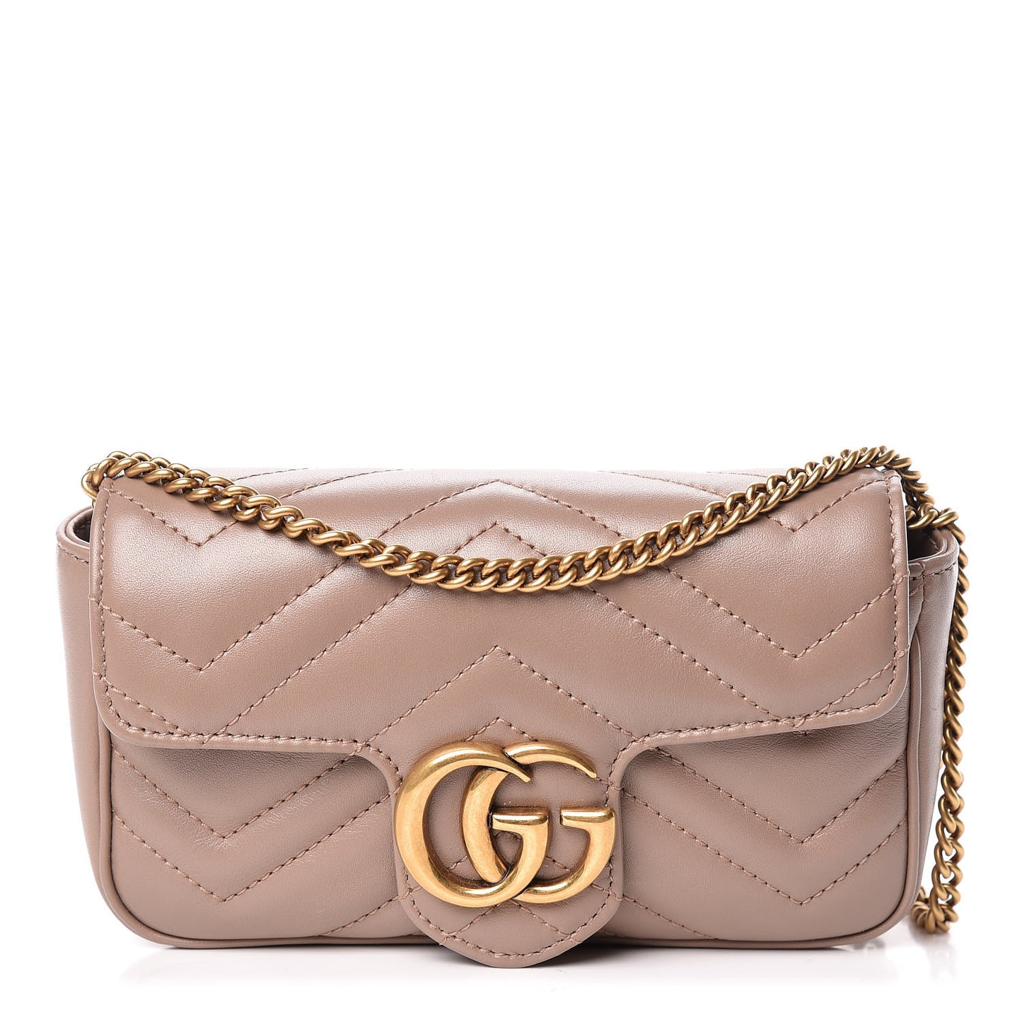 Calfskin Matelasse Super Mini GG Marmont Shoulder Bag Porcelain Rose