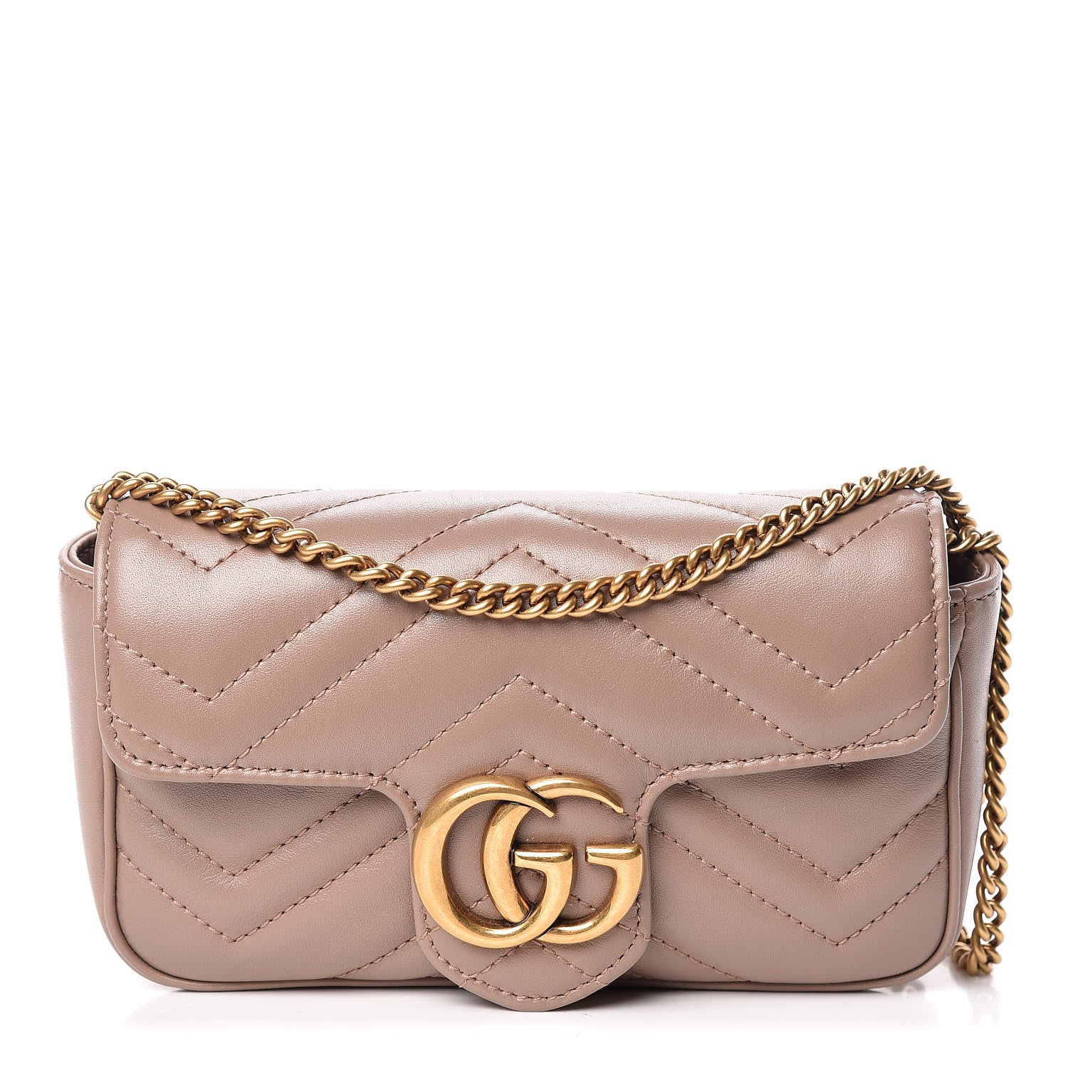 Gucci Calfskin Matelasse Super Mini GG Marmont Shoulder Bag Porcelain Rose 1 of 13
