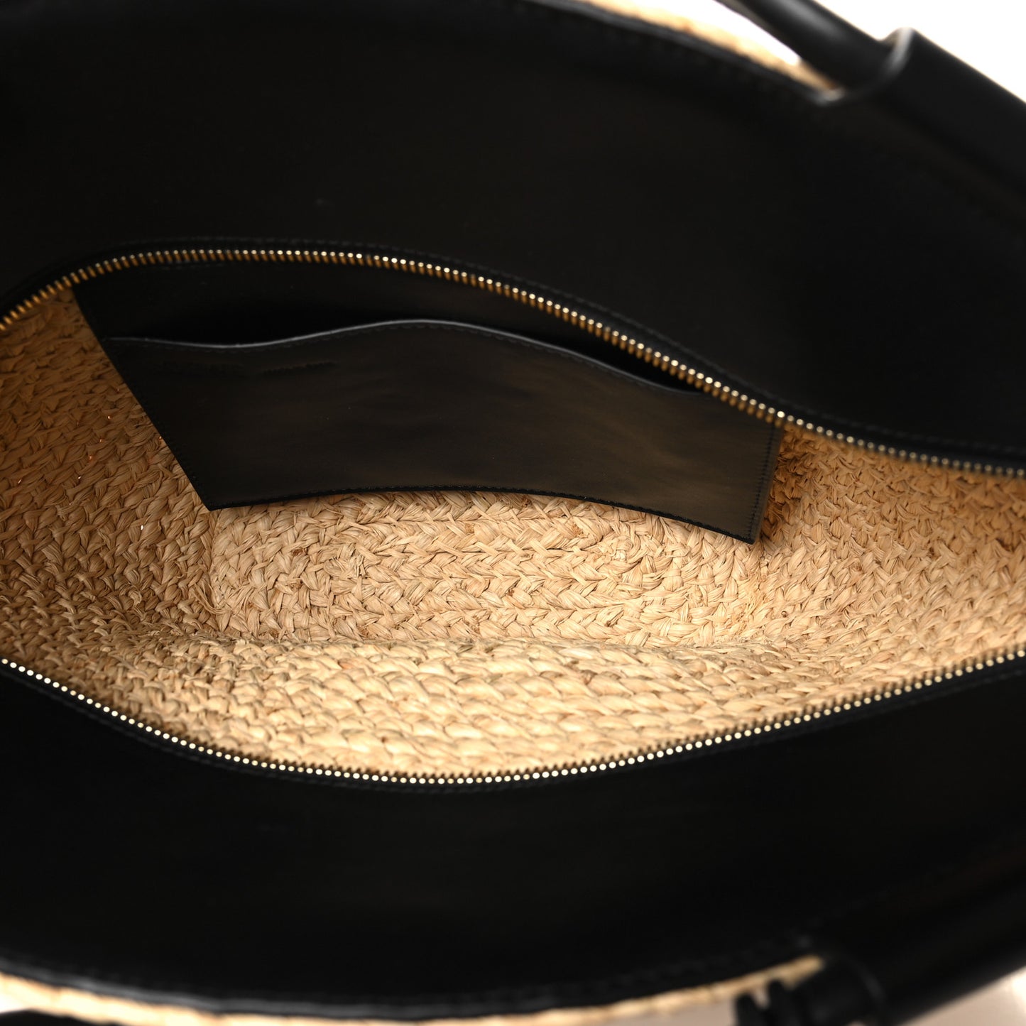 Raffia Nappa Calfskin Small Paseo Basket Bag Natural Black