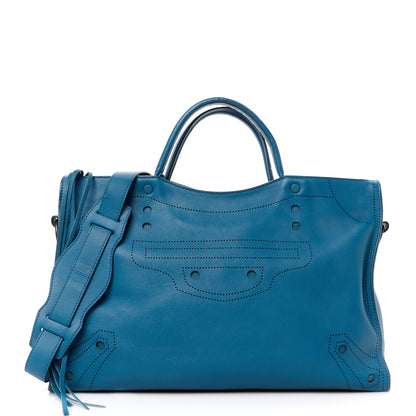 Balenciaga Veau Soyeux Perforated Blackout Hardware City Blue Canard 1 of 14