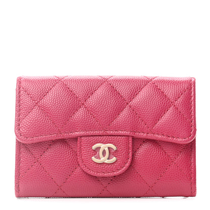 Chanel Caviar Quilted Flap Card Holder Wallet Dark Pink 1 of 7